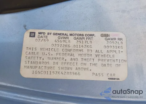 1989 Cadillac Deville z USA, uszkodzony, nr VIN 1G6CD1157K4288566